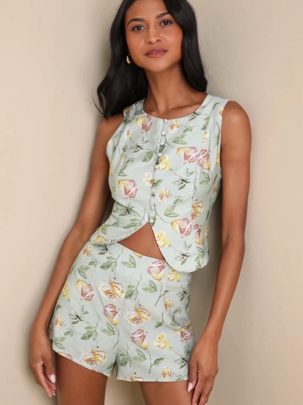 Lulu's Sage Floral Two Piece Set